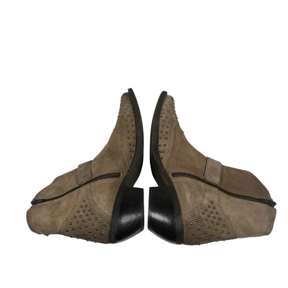 Emanuele Crasto‎ Suede Studded Western Cowgirl Boho Point Toe Ankle Booties 7.5